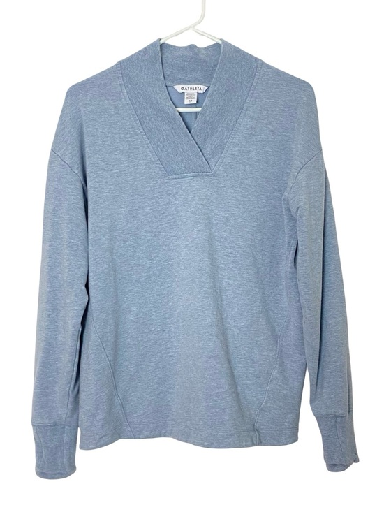 Athleta Tops - Athleta V neck Pullover Womens Size XS Blue Thumbholes French Terry Sweatshirt